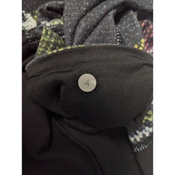 Lululemon Size 4 Wunder Under Pants Leggings Black Pink Full On Luon Garden - Picture 5 of 11